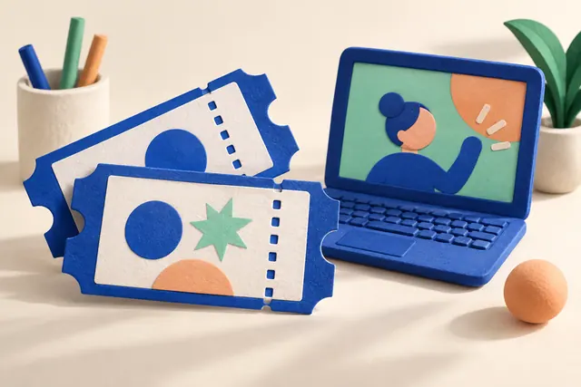 Editorial illustration: How to Sell Workshop and Webinar Tickets on Shopify