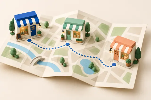 Editorial illustration: How to Manage Multiple Service Locations on Shopify